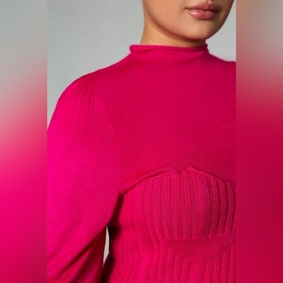 NWT Anthropologie Knit Sweater Dress Hot Pink Spring Wedding Guest Plus Size 1X - Picture 3 of 13